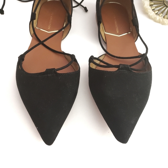 Zara Tie Up Suede Flats in Black Size 36 - Picture 2 of 8